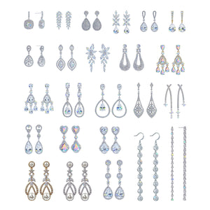 #17567- 24 Pair Assorted CZ Dangle Earring Assortment with Display