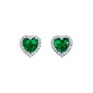 Earrings - Button #17447 -Captivating Hearts: Halo-Set CZ Button Earrings