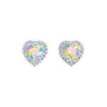 Load image into Gallery viewer, Earrings - Button #17447XS -Captivating Hearts: Halo-Set CZ Button Earrings