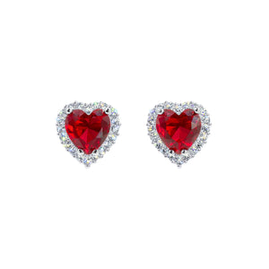 Earrings - Button #17447XS -Captivating Hearts: Halo-Set CZ Button Earrings