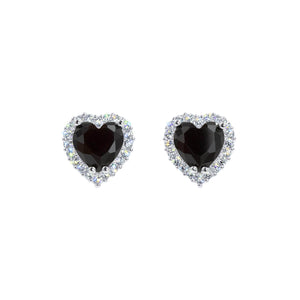 Earrings - Button #17447XS -Captivating Hearts: Halo-Set CZ Button Earrings