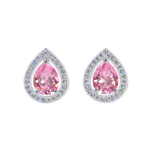 Load image into Gallery viewer, Earrings - Button #17448 - Teardrop Brilliance: Halo-Set Pear Shape Stud Earrings