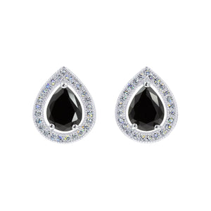 Earrings - Button #17448 - Teardrop Brilliance: Halo-Set Pear Shape Stud Earrings