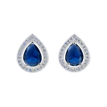 Load image into Gallery viewer, Earrings - Button #17448 - Teardrop Brilliance: Halo-Set Pear Shape Stud Earrings