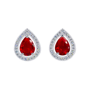 Earrings - Button #17448 - Teardrop Brilliance: Halo-Set Pear Shape Stud Earrings