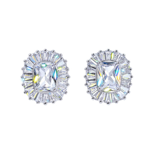 Earrings - Dangle #17443 -  Cushion-Cut Cubic Zirconia Halo Button Earrings