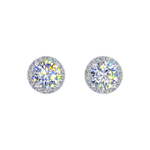 Earrings - Dangle #17444 - Round-Cut Cubic Zirconia Halo Earrings