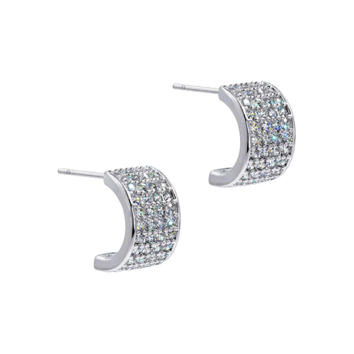 Earrings - Dangle #17446 - Crescent Pavé Cubic Zirconia Earrings