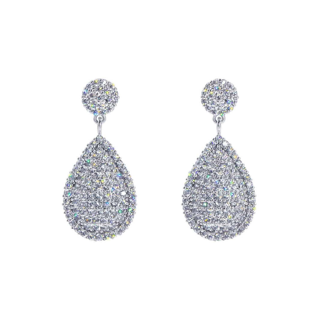 Earrings - Dangle #17451 - Luxurious Teardrop  Pavé Drop Earrings - 1.25