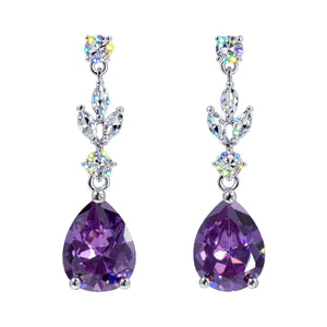 Earrings - Dangle #17462 - Elegant Teardrop Cascade: Gemstone Chandelier Earrings