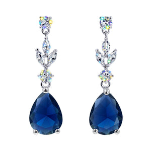 Earrings - Dangle #17462 - Elegant Teardrop Cascade: Gemstone Chandelier Earrings