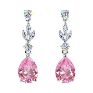 Earrings - Dangle #17462 - Elegant Teardrop Cascade: Gemstone Chandelier Earrings