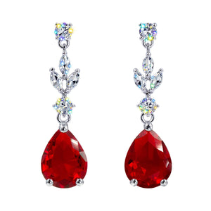 Earrings - Dangle #17462 - Elegant Teardrop Cascade: Gemstone Chandelier Earrings