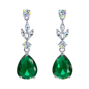 Earrings - Dangle #17462 - Elegant Teardrop Cascade: Gemstone Chandelier Earrings