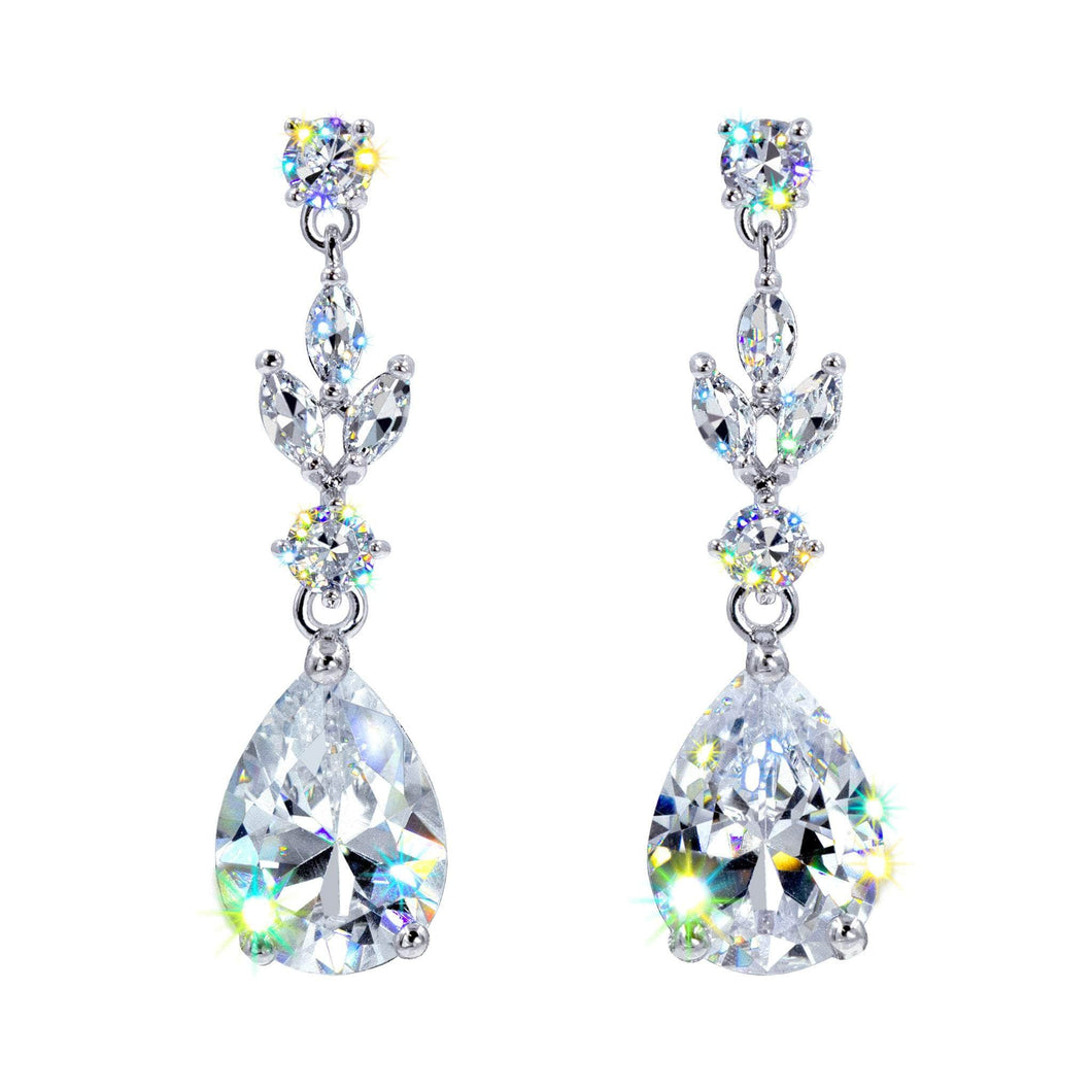 Earrings - Dangle #17462 - Elegant Teardrop Cascade: Gemstone Chandelier Earrings