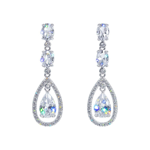 Earrings - Dangle #17467 - Ripple Effect Dangle CZ Earrings