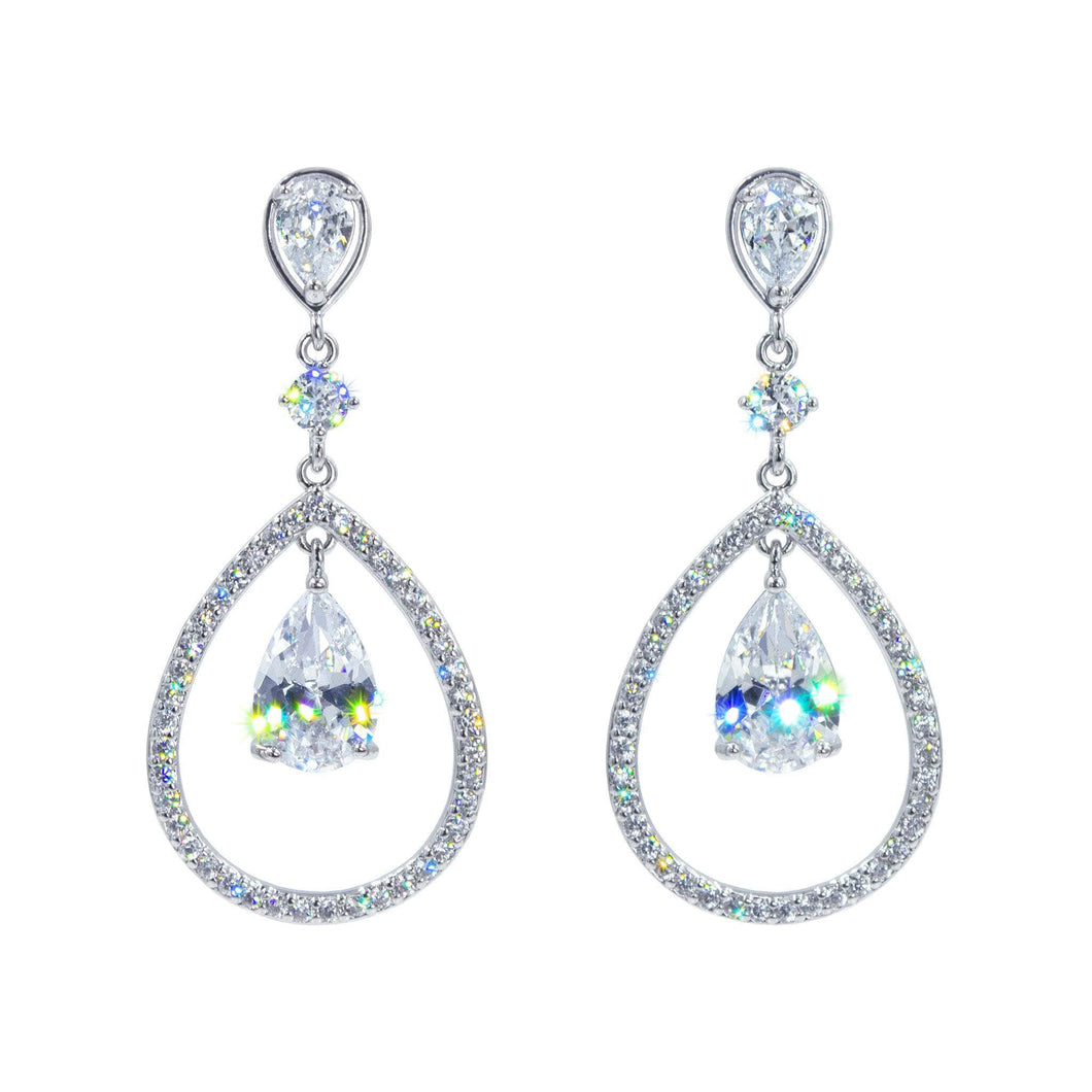 Earrings - Dangle #17468 - Dew Drop Dangle CZ Earrings