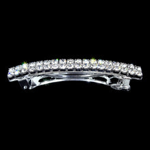 Load image into Gallery viewer, #11076S - 2 Row Rhinestone Barrette - Silver Plated