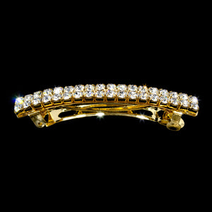 #11076G - 2 Row Rhinestone Barrette - Gold