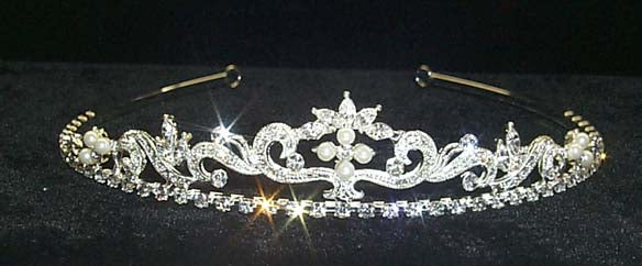 Dainty Swirl Pearl Tiara - #11109