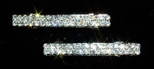 Pair of 2 Row Rhinestone Barrettes - #11772