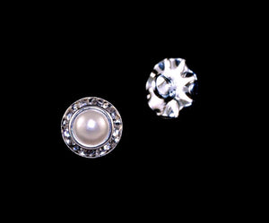 8mm Rondel Button with Imitation Pearl Center - 11789/8mm