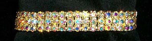 #11949ABG - 3 Row Stretch Rhinestone Bracelet - AB Gold