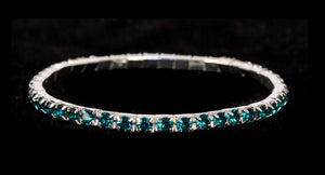 #11950 Single Row Stretch Rhinestone Bracelet - Blue Zircon Crystal  Silver