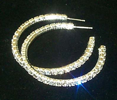 #11962 Large Rhinestone Hoop Earrings