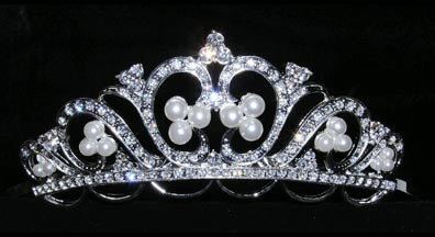 #12063  Royal Pearl and Pave Rhinestone Tiara