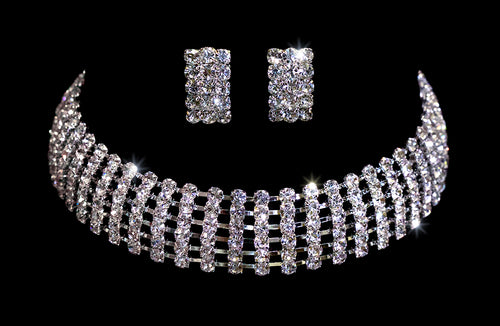 6 Row Adjustable Rhinestone Choker