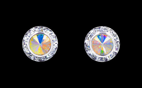 #12535 AB 11mm Rondel with Rivoli Button Earrings