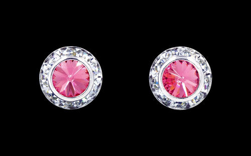 #12535 Rose 11mm Rondel with Rivoli Button Earrings