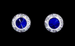 #12535 Sapphire 11mm Rondel with Rivoli Button Earrings