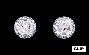 #12535 11mm Rondel with Rivoli Button Earrings with NO center stone-clip