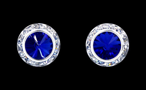 #12536 Sapphire 13mm Rondel with Rivoli Button Earrings