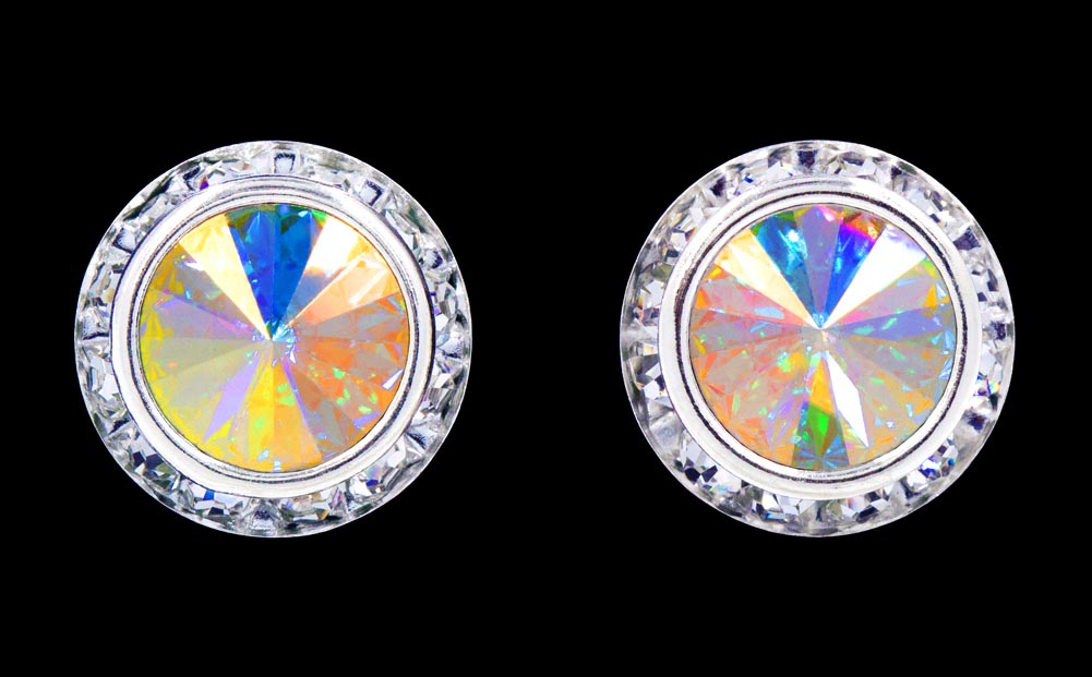 #12537 AB 16mm Rondel with Rivoli Button Earrings