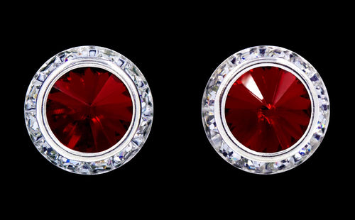 #12537 Siam 16mm Rondel with Rivoli Button Earrings