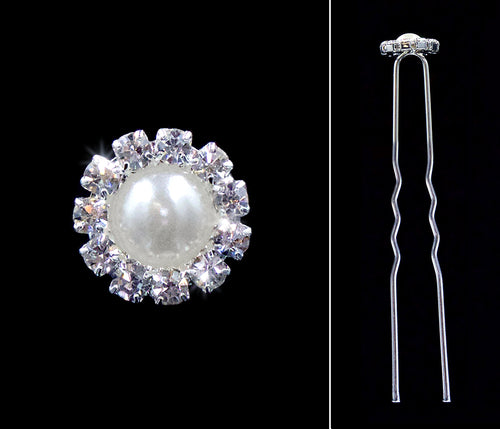 #13870 - Classic Pearl and Rhinestone Hair Pin