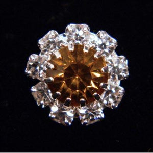 #14062 Medium Rhinestone Rosette Button - Amber Center