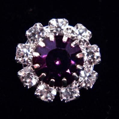 #14062 Medium Rhinestone Rosette Button - Amethyst Center