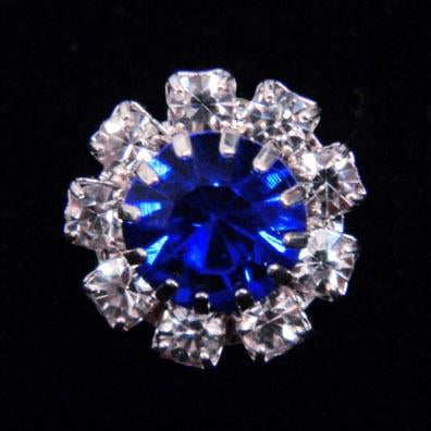 #14062 Medium Rhinestone Rosette Button - Sapphire Center