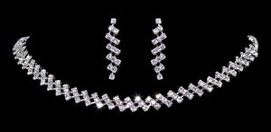 #14282 - Zig Zag Rhinestone Neck and Ear Set