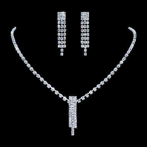 #14419 - Crystal Waterfall Necklace and Earring Set