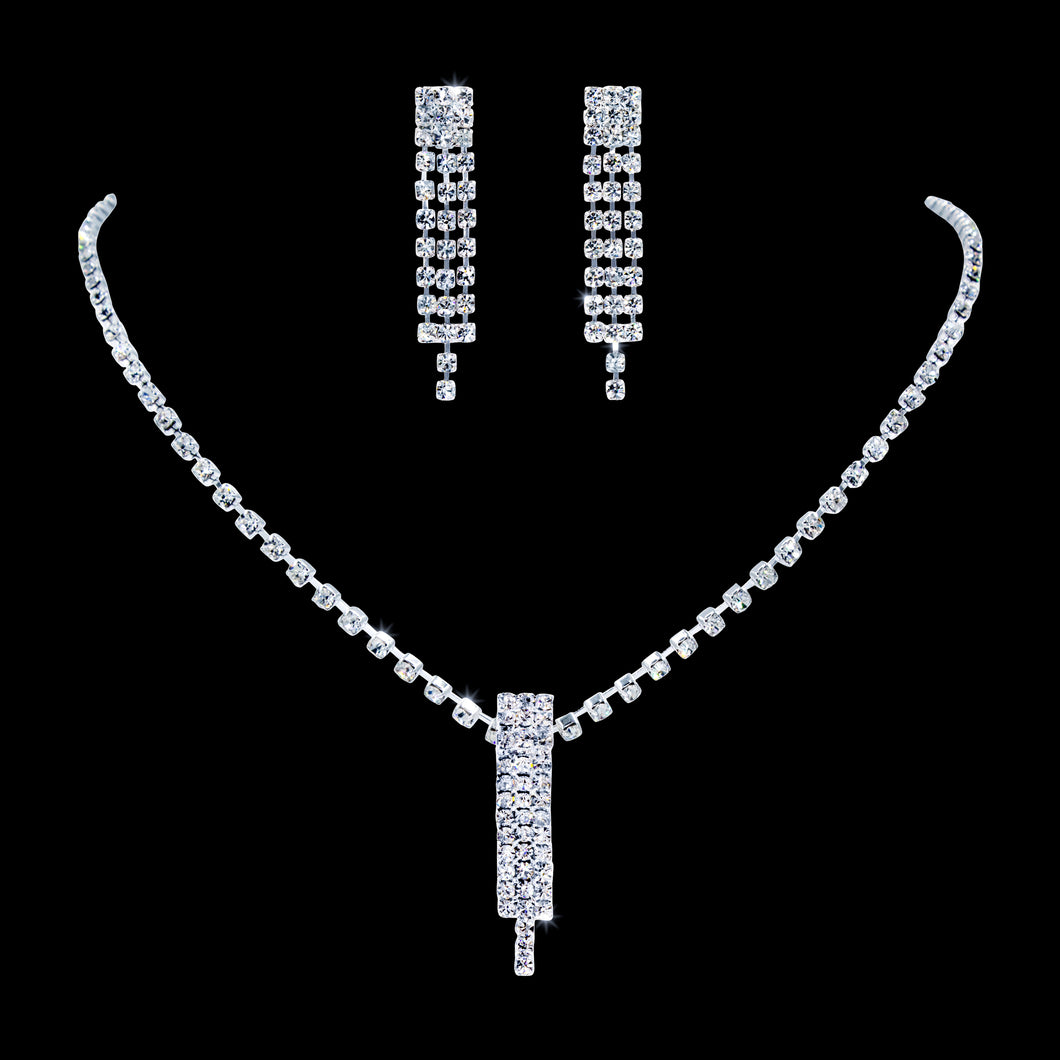 #14419 - Crystal Waterfall Necklace and Earring Set