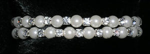 #14541 - Double Wraparound Coil Rhinestone and Pearl Bracelet