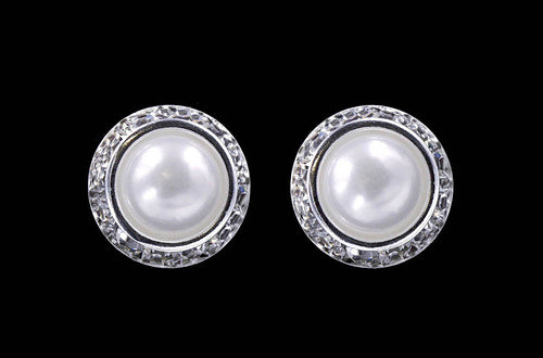 #14995 16mm Rondel with Pearl Button Earrings