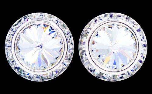 #14999 20mm Rondel with Rivoli Button Earrings