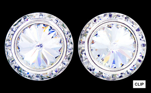 #14999 20mm Rondel with Rivoli Button Earrings - Clip