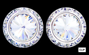 #14999 20mm Rondel with Rivoli Button Earrings - Clip